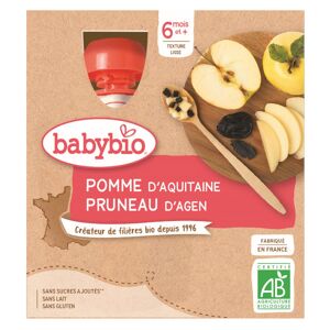 Babybio Fruits Gourde Pomme Pruneau +6m Bio 4 x 90g - Publicité