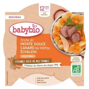 Babybio Repas Midi Assiette Festin Patate Douce Canard et Echalion +12m Bio 230g - Publicité