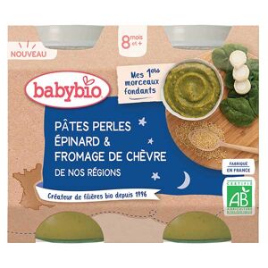 Babybio Bonne Nuit Pâtes Perles Epinard & Fromage de Chèvre Bio 2 x 200g - Publicité