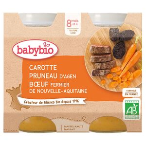Babybio Repas Midi Pot Carotte Pruneau Boeuf +8m Bio 2 x 200g - Publicité