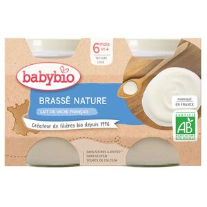 Babybio Desserts Lactés Pot Brassé au Lait de Vache Nature +6m Bio Lot de 2 x 130g - Publicité