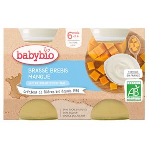 Babybio Desserts Lactés Pot Brassé au Lait de Brebis Mangue +6m Bio Lot de 2 x 130g - Publicité