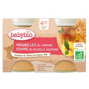 Babybio Fruits Pot Pomme Mirabelle +4m Bio 2 x 130g - Publicité