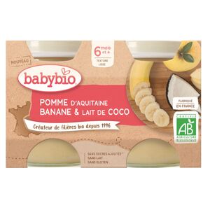 Babybio Fruits Pot Pomme Banane Lait de Coco +6m Bio 2 x 130g - Publicité