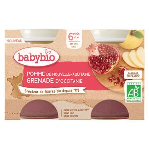 Babybio Fruits Pot Pomme Grenade +6m Bio 2 x 130g - Publicité