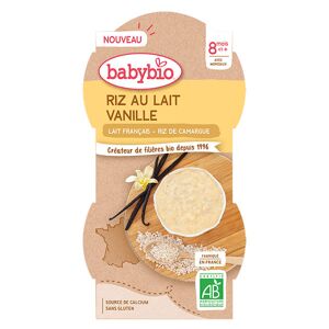 Babybio Desserts Lactés Bol Riz au Lait Vanille +8m Bio Lot de 2 x 100g - Publicité