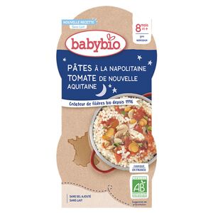 Babybio Repas Soir Bol Pâtes à la Napolitaine Tomate +8m Bio 2 x 200g - Publicité