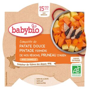 Babybio Repas Midi Assiette Patate Douce Pintade Pruneau +15m Bio 260g - Publicité