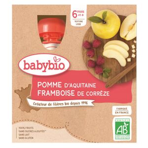 Babybio Fruits Gourde Pomme Framboise +6m Bio 4 x 90g - Publicité