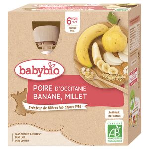 Babybio Fruits Gourde Poire Banane Millet +6m Bio 4 x 90g - Publicité