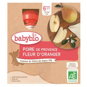 Babybio Fruits Gourde Poire Fleur d'Oranger +6m Bio 4 x 90g - Publicité