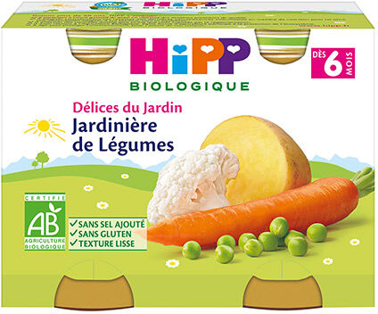 Hipp Bio Délices du Jardin Pot Jardinière de Légumes +6m 2 x 190g