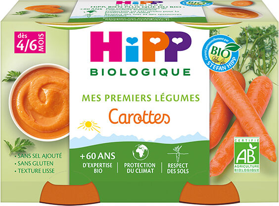 Hipp Bio Mes Premiers Légumes Pot Carottes +4m 2 x 125g