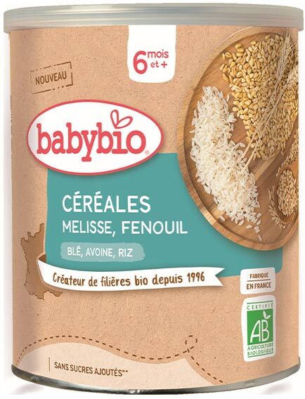 Babybio Mes Céréales Pot Mélisse Fenouil Blé Avoine Riz +6m Bio 220g