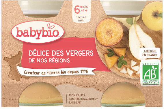 Babybio Mes Fruits Pot Délice des Vergers +6m Bio 2 x 130g