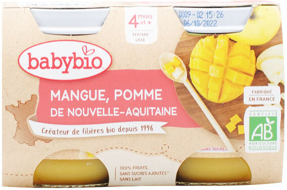 Babybio Mes Fruits Pot Pomme Mangue +4m Bio 2 x 130g