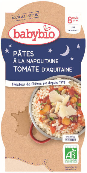 Babybio Bonne Nuit Bol Pâtes Napolitaine +8m Bio 2 x 200g