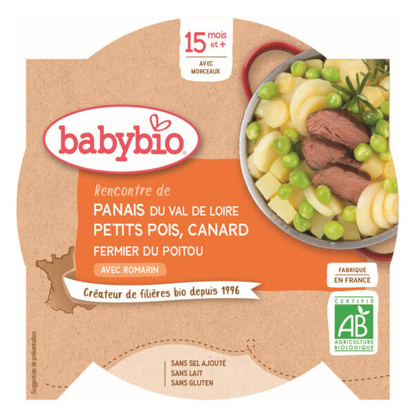 Babybio Menu du Jour Assiette Panais Petits Pois Canard +15m Bio 260g