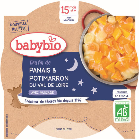 Babybio Bonne Nuit Assiette Gratin Panais Potimarron +15m Bio 260g