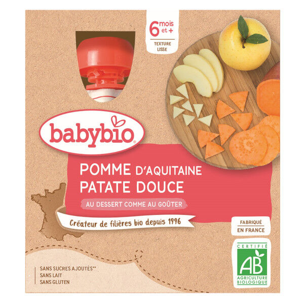 Babybio Mes Fruits Gourde Pomme Patate Douce +6m Bio 4 x 90g