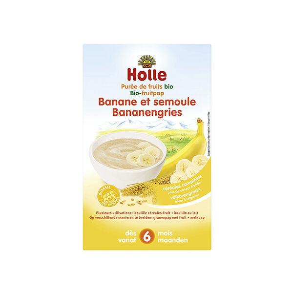 Holle Purée de Fruits Banane Semoule Bio +6m 250g