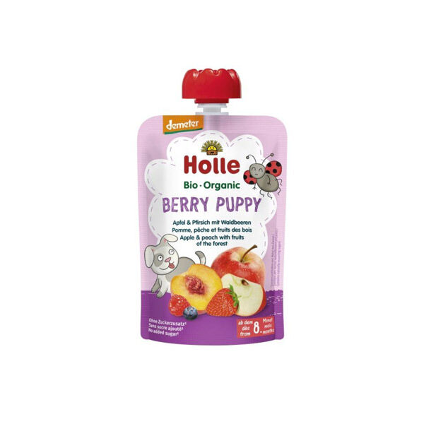 Holle Gourde Pouchy Pomme Pêche Fruits des Bois Bio +8m 100g