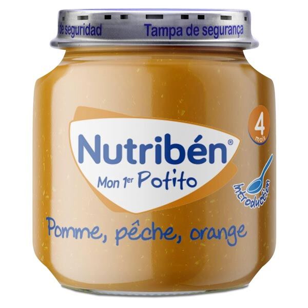 Nutriben Mon Premier Potito 4 mois Pomme Pêche Orange 120g