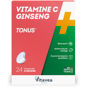 Vitavea Vitamine C + Ginseng Tonus Fatigue 24 comprimes a croquer