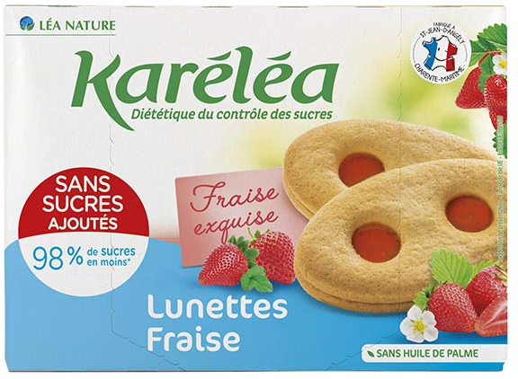 Karéléa Biscuits Sans Sucres Ajoutés Lunettes Fraise 175g