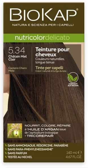 Biokap Nutricolor Delicato Teinture pour Cheveux 5.34 Châtain Miel Clair 140ml