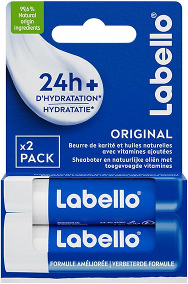 Labello Stick Soin des Lèvres Hydratant Huiles naturelles Original Lot de 2 x 4,8g