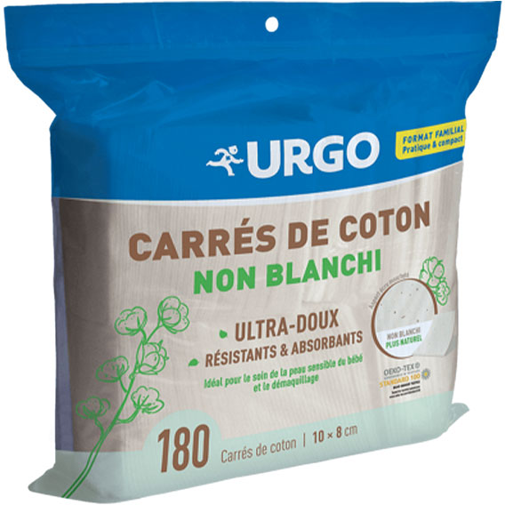 Urgo Premiers Soins Carrés de Coton Non Blanchis 180 unités