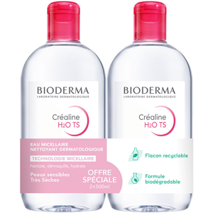 Bioderma Crealine H2O TS Eau Micellaire Peaux Sensibles Tres Seches Lot de 2