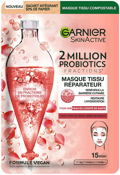 Garnier Skin Active Masque Tissu Réparateur 2 Million Probiotics 22g