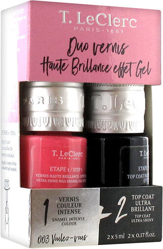 T-LeClerc Duo Vernis Haute Brillance Effet Gel 003 Voulez Vous 2 x 5ml