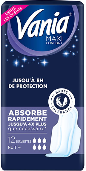 Vania Maxi Serviettes Périodiques Nuit+ 12 protections