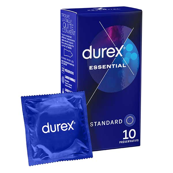 Durex Préservatifs Essential - 10 Préservatifs Extra Lubrifiés - Confort et Sécurité