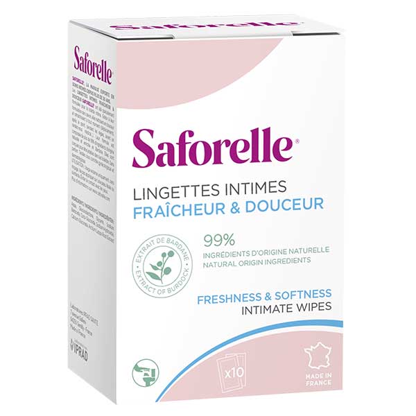 Saforelle Soin & Hygiène Lingettes Intimes Biodégradables Individuelles 10 sachets