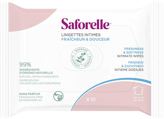 Saforelle Soin & Hygiène Lingettes Intimes Biodégradables Pocket 10 unités