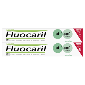 Fluocaril Cosmetique Bi-Fluore 145mg Dentifrice Menthe Lot de 2 x 75ml