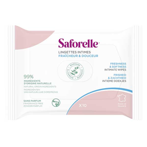 Saforelle Soin & Hygiene Lingettes Intimes Biodegradables Pocket 10 unites