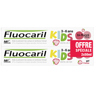 Fluocaril Kids 3-6 ans Dentifrice Gel Fraise Lot de 2 x 50ml