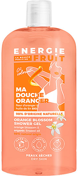 Energie Fruit Ma Douche Soin Peaux Desséchées Gel Fleur d'Oranger & Huile de Lin Bio 500ml