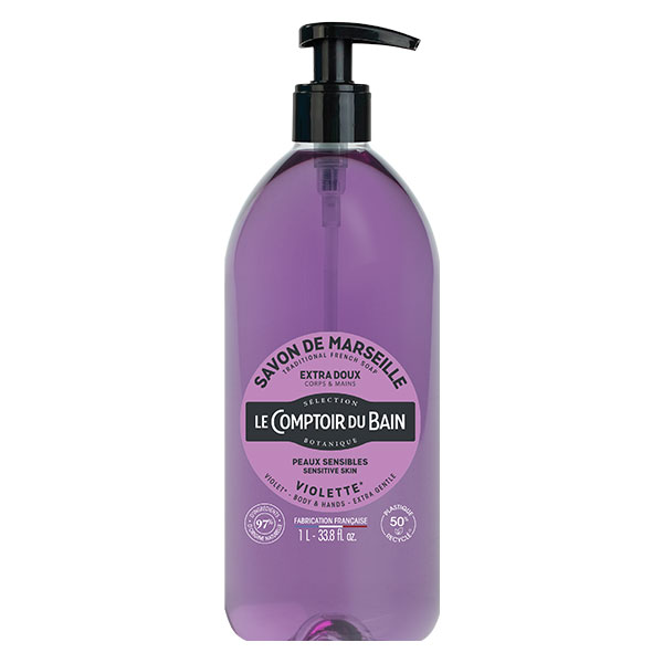 Le Comptoir du Bain Savon de Marseille Violette Extra Doux 1L