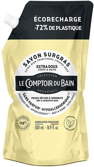 Le Comptoir du Bain Savon Liquide Surgras Éco-Recharge Sans Parfum 500ml