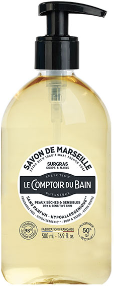 Le Comptoir du Bain Savon de Marseille Surgras Sans Parfum 500ml