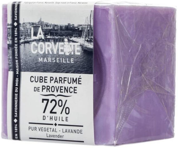 La Corvette Marseille Cube Parfumé de Provence Lavande Filmé 200g