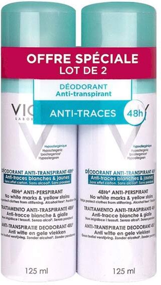 Vichy Déodorant Anti-Traces Blanches & Jaunes 48h Aérosol Lot de 2 x 125ml