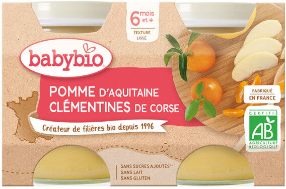 Babybio Mes Fruits Pot Pomme Clémentine Corse +6m Bio 2 x 130g