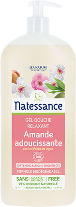 Natessance Gel Douche Amande Parfum Pêche de Vigne 1L